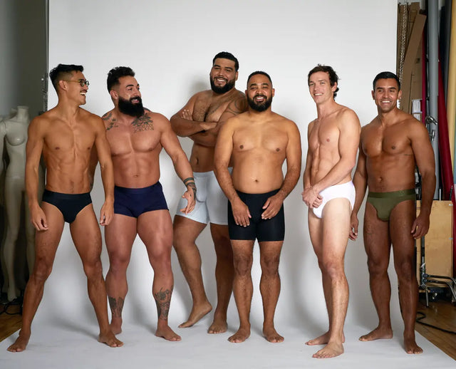 Men of all sizes wearing ALPHX underwear