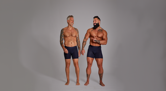 Men wearing ALPHX.COM BLACK BOXER BRIEFS IN MODERN AND ATHLETIC FITS