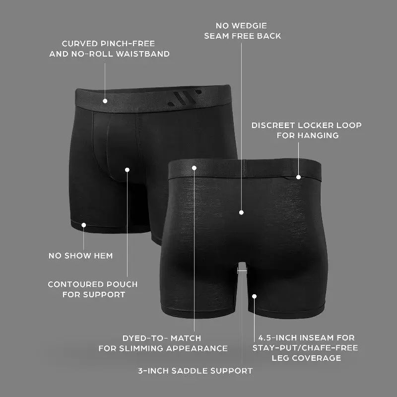 ALPHX Boxer Briefs Athletic Fit Midnight Black – Extra Leg Room Underwear ALPHX Alphx.com