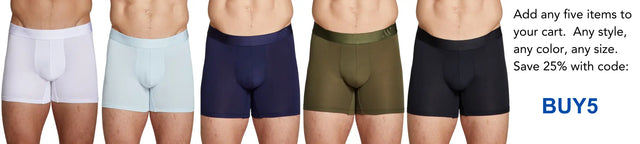 Image of Alphx boxer briefs in all five colors bundle 5 and save 25% with code BUY5