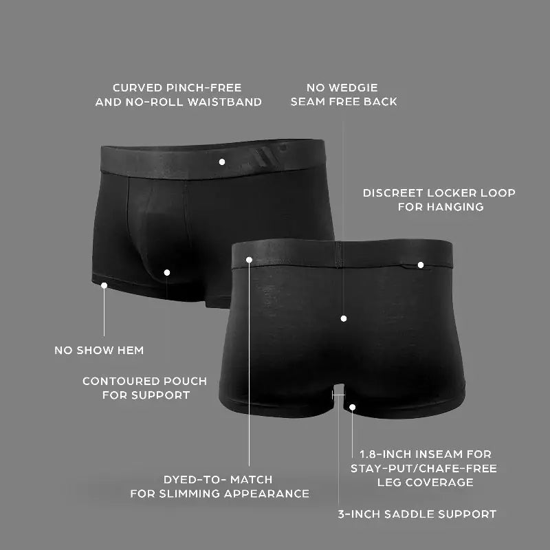 ALPHX Athletic Fit Trunks –Midnight Black Support &amp; Comfort Redefined Underwear ALPHX Alphx.com